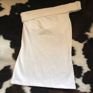 One shoulder white fitted top